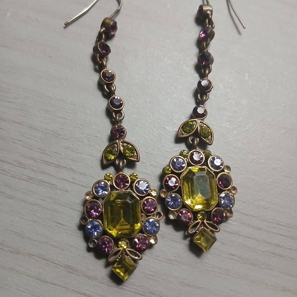 Elegant VINTAGE Multicolor Drop Earrings.. - Picture 6 of 14